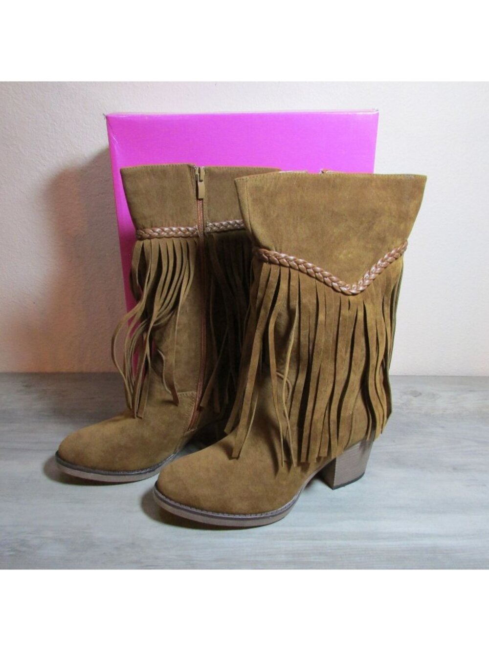 Corky's Women's 6 Sioux Fringe Heeled Boots Chesnut